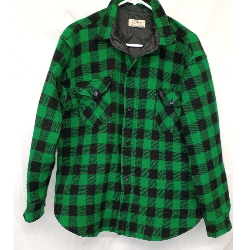 Vintage L.L. Bean Maine Guide Shirt Jacket • Wool Blend Buffalo • Cabin Core